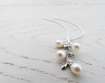 Silver & Pearl Branch Necklace - Sterling Silver