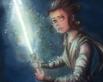 Rey Star Wars watercolor