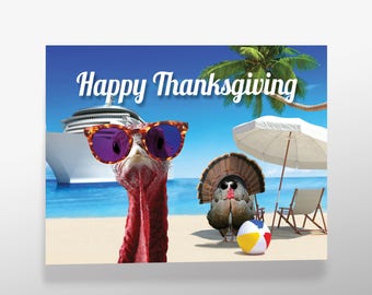 Funny Thanksgiving Holiday Cards and Envelopes (set of 10)