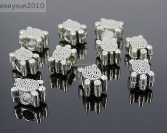 Turtle Tibetan Silver Big Hole Connector Metal Spacer European Charm Beads Jewelry Design Findings Crafts #1