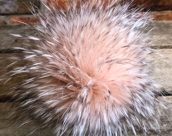 Bellini Peachy Pink Spiked Faux Fur Pom Poms for Toques Beanies Hats Keychains Purse Fob Charm Vegan Fake Plush Long Pile Craft Supply