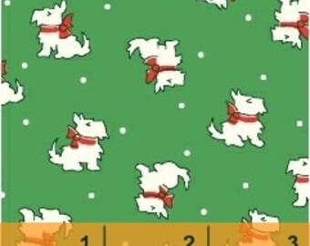 Storybook Christmas Green Scotties 41747-2 by Whistler Studios for Windham Fabrics