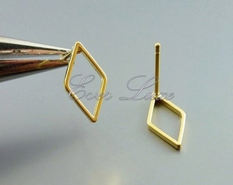4 small 12mm diamond shape post earrings, stud earrings, geometric jewelry, earrings 1067-MG-12 (matte gold, 12mm, 4 pieces)