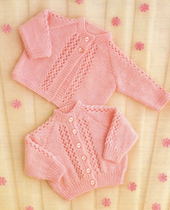 Baby Knitting Pattern QK or 4 ply Matinee Coat & Cardigan
