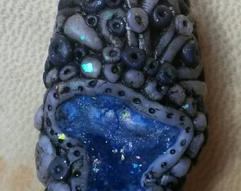 Quartz and Poly Clay Pendant