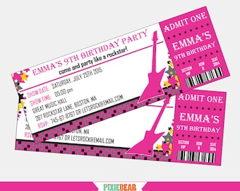 Rock Star Birthday Invitation - Rockstar Party Invitation - Rock Star Invitation - Rock Star Party - Guitar Invitation (Instant Download)