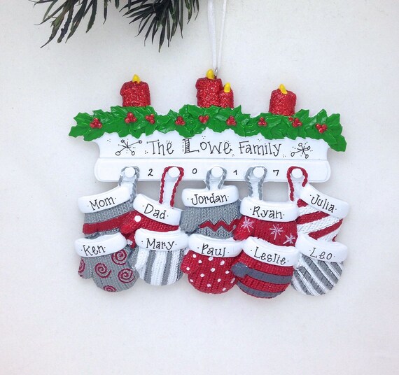 10 christmas mittens large family christmas ornament big 10 christmas mittens large family christmas ornament big