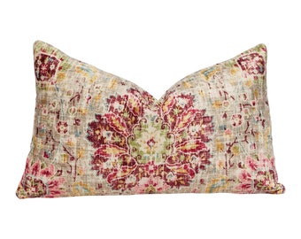 Persian Velvet Lumbar Pillow. Boho Velvet Pillow Sugarcane and Tan.