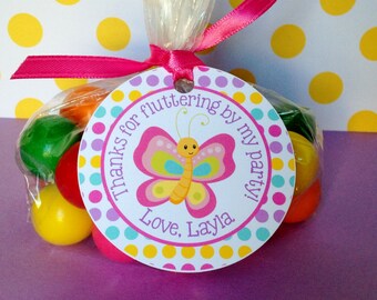 Butterfly Favor Tags, Butterfly Thank You Tags, Butterfly Party Tags, Butterfly Birthday Tags, Butterfly Treat Tags, Set of 12
