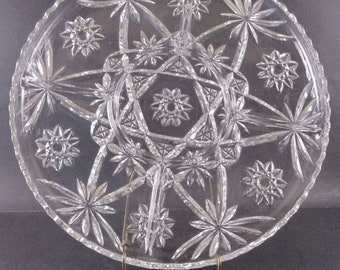 Vintage 13.5" Anchor Hocking Clear Glass "Star of David" 5 Part Relish Serving Tray Plate EAPC (Prescut)