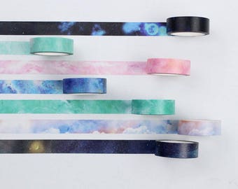 Colorful washi Tape, Marble Washi Tape, Stary Night Washi Tape, Sky Washi Tape, Green Marble Washi tape, Pink Marble Washi Tape