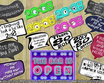 New Years Eve Props, New Years Party Photobooth Props, NYE Photo Booth, Photobooth Props, Holiday Decorations INSTANT DOWNLOAD diy Printable