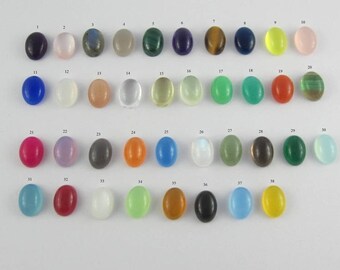 10Pcs Wholesale Lot Semiprecious Gemstones All Color, 10X14mm Oval Cabochon Cut Gemstones Handmade Gemstone