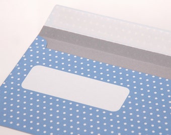 dotted envelopes, beautiful envelopes, envelopes wedding, light blue, white envelope points, envelopes, envelopes, points, DinLang, 10 St
