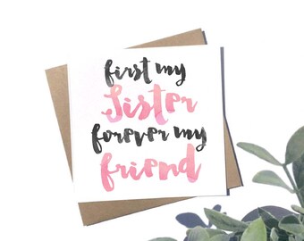 First My Sister Forever My Friend Card - Sister Card - Sister Birthday Card