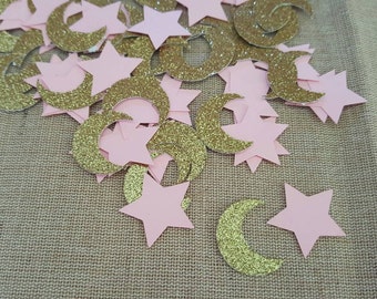 100 piece Twinkle Twinkle Little Star Confetti, Star Confetti, Moon Confetti, Baby Showers Confetti, Birthday Confetti