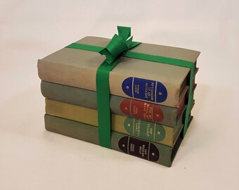 Vintage Grey Green Decorative Books, Vintage Book Centrepiece, Decorative Colourful Books Stack, Wedding Library Decor, Photography Prop