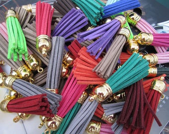 20 assorted color faux suede leather tassels, faux leather string Tassles, faux suede tassles, wholesale tassels, tassels for jewerly 2.25''