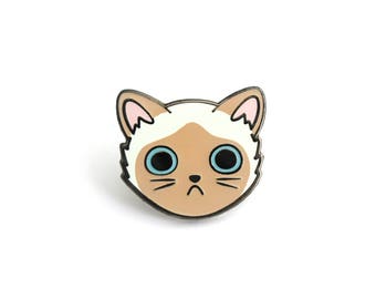 Siamese Cat Face Enamel Pin (siamese cat pin cute cat hard enamel lapel pin badge kitten pin cat lady personalized cat lover gift pet gift)
