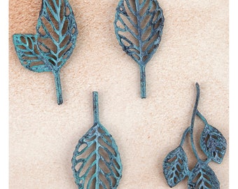 Prima Metal Trinkets -Patina Leaves