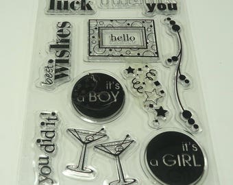 Nice Collection Of Clear Unmounted Stamps, It's A Girl, It's A Boy, Martini, Best Wishes, Thank You, Best Of Luck, Hello, Confetti