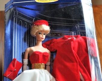 Blonde Silken Flame Barbie, 1997 Repro of 1962 Classic Collectors Item, Pillbox Hat, Red Flare Coat, Vintage Barbie