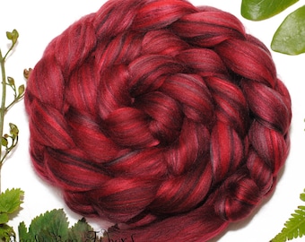 SANGRIA - Custom Blend Merino and Bamboo Rayon Combed Top Wool Roving for Spinning or Felting in bright colors -4 oz