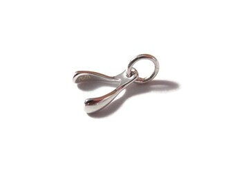 Tiny Silver Wishbone Charm, .925 Sterling Wishbone Charm, Lucky Charm for Making Jewelry, Simple Charm for Bracelet or Necklace (CH 784)