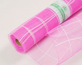 Check Hot Pink Mesh Wraps 21in x 10yd Poly Mesh Roll, Flower Wrap Bouquets, Hot Pink Mesh Wrap, Gift Basket Mesh, Flower Wrap