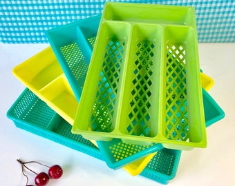 Vintage Silverware Trays - YOU CHOOSE One or More - Plastic Flatware Cadd y- Green is SOLD - Airstream Decor - Mid Century 1960's