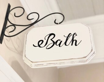 Bath Door Sign Plaque, Bathroom, Hanging Sign