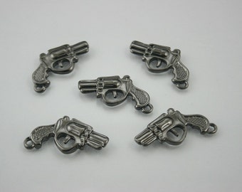 10 pcs. Zinc Black Handgun Pistol Charms Pendants Decorations Findings 17 mm. RCG1