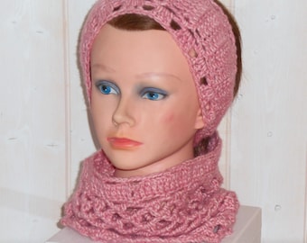 Snood and headband pink Girly