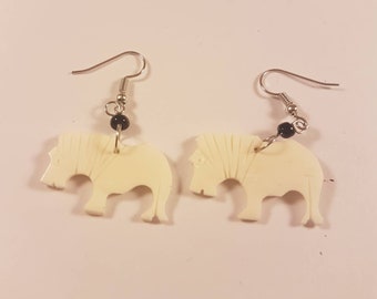Tribal Earrings, "Elephant " Naturally Organic, Bone, Handcrafted