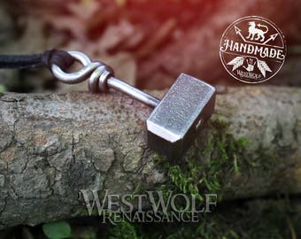 Hand-Forged Steel Thor's Hammer Pendant -- Mjolnir/Norse Mythology/North/Asgard/Blacksmith/Necklace