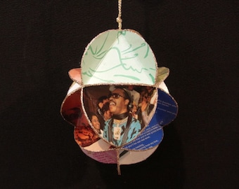 Stevie Wonder Album Cover Ornament Made From Repurposed Record Jackets