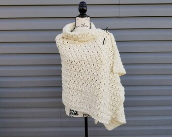 Crochet Winter Wishes Wrap PATTERN ONLY women's winter wear prayer shawl clothing wearable gift for her teen adult