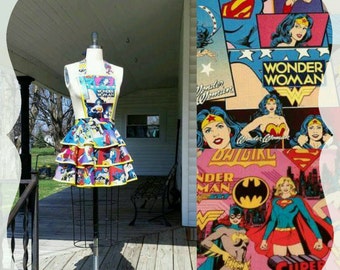 Wonder Woman Apron with Batgirl & Supergirl Women's Apron XS S M L XL 2XL 3XL 4XL 5XL