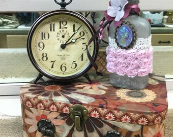 Pink & Burgundy Cameo Altered Bottle