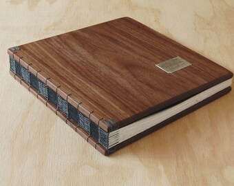 instant photo guest book walnut wood covers scrapbook instant photo album baby book unique wedding gift anniversary gift - made to order