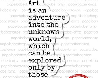 Art Quote 'Art Risks' - Paperbabe Stamps - Red Rubber Cling Mounted Stamp - Typography for Mixed Media, paper crafting & scrapbooking.