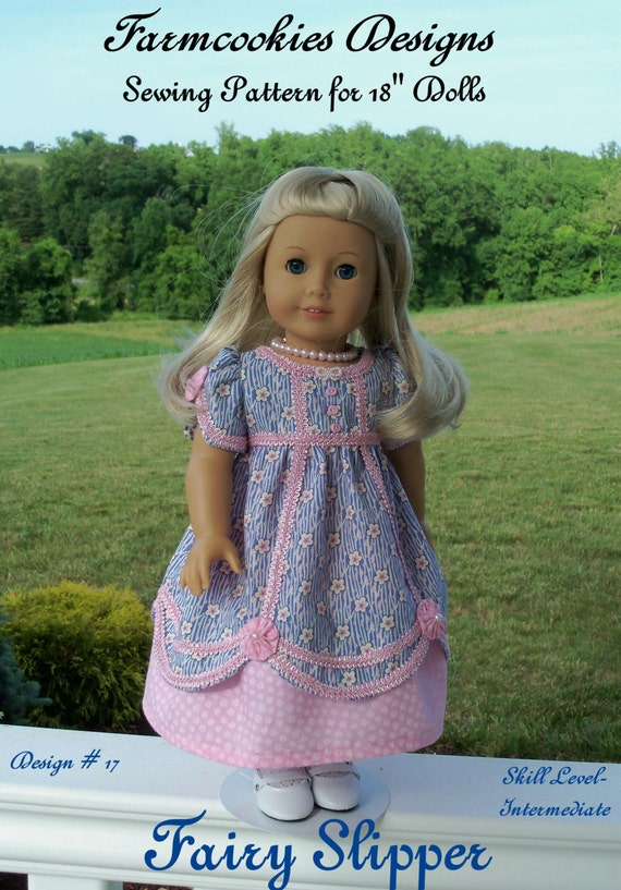 PDF SEWING PATTERN Fits Like American Girl Doll Clothes / Fairy Slipper Regency Gown / 18 inch Doll Clothes by Farmcookies