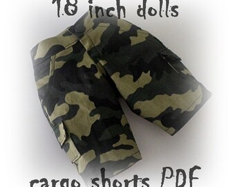 PDF pattern for boy cargo shorts 18 inch dolls