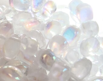 Czech Glass Beads 12 x 7mm Rainbow Aurora Borealis Teardrops - 25 Pieces