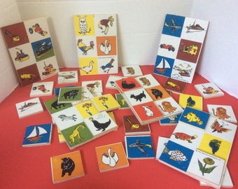 Vintage 1959 Creative Playthings, Wood Lotto. A matching game. Super learning game, great vintage toy and gift idea