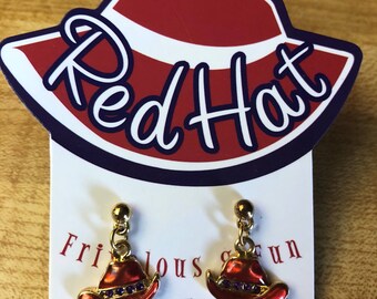 Vintage Red Hat Society Stud Earrings