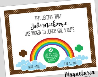 Girl Scout Bridging Certificate - Brownies to Juniors Printable