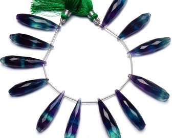 Natural Gemstone Multi Color Fluorite Super Quality 35x8MM Approx. Faceted Teardrop Briolettes 7 Inch Full Strand Super Fine Quality Beads