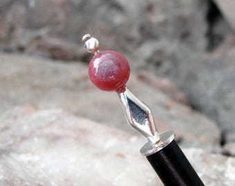 Hair Stick Fancy Jasper Gemstone Hair Sticks with Sterling Silver Accents Red Green Hairpin Hair Pic Haarstab Stone Hair Pin - Giselle 3260