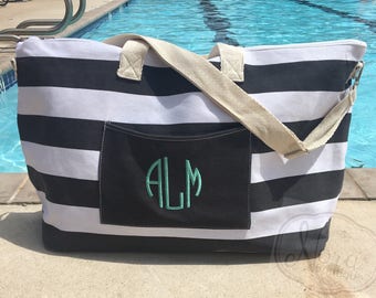 SALE: Monogramed Large Beach Tote- Beach Bag- Turquoise